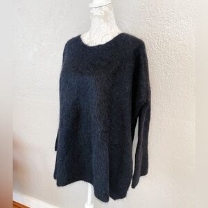 Kuna Black Alpaca Fur and Wool Trumpet Sleeve Oversized Sweater Small Womens